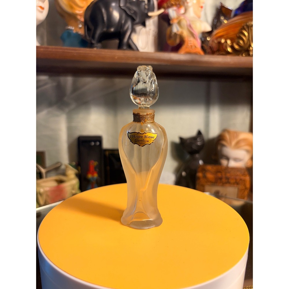 Vintage Guerlain L'Heure Bleue Extrait Parfum Bottle Frosted Glass Heart Stopper